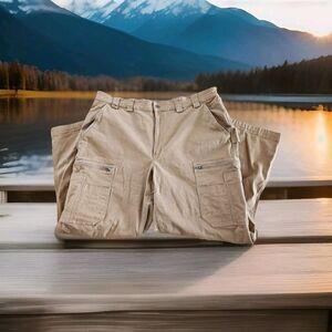 Duluth Flex Fire Hose Tan Brown Men's Pant Size 44x30 Canvas Work
